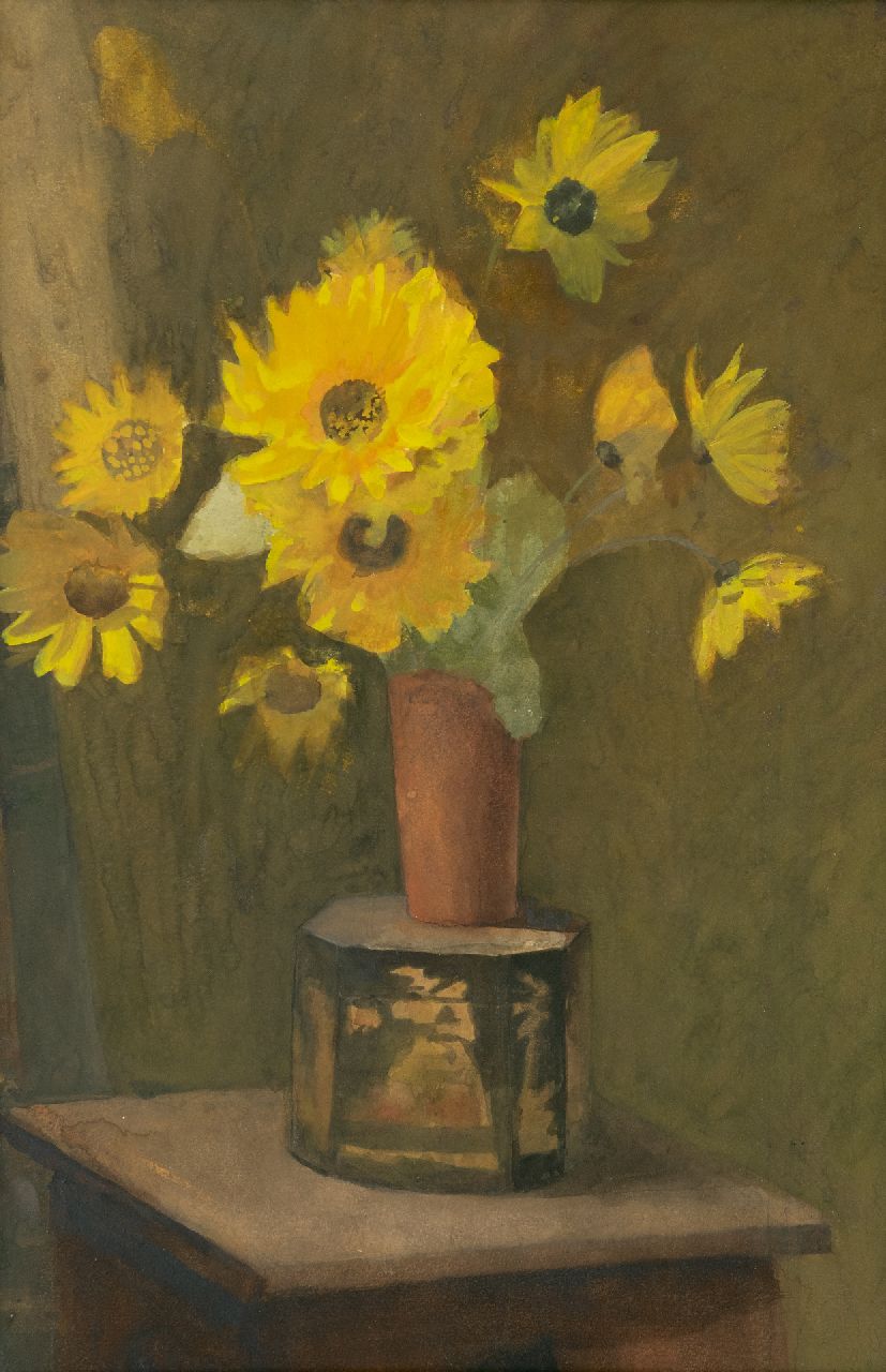 Heineken M. | Marie Heineken | Aquarellen en tekeningen te koop aangeboden | Stilleven met Helianthus tuberosus, aquarel op papier 50,7 x 32,0 cm Heineken M. | Marie Heineken | Aquarellen en tekeningen te koop aangeboden | Stilleven met Helianthus tuberosus, aquarel op papier 50,7 x 32,0 cm