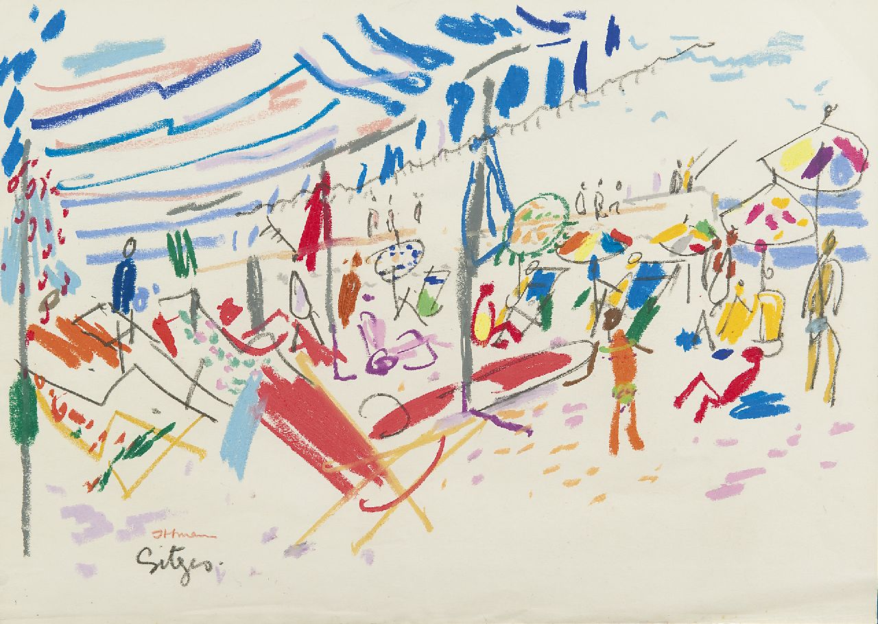 Ittmann H. | Hans Ittmann, Figuren op het strand van Sitges, pastel op papier 29,9 x 41,2 cm, gesigneerd linksonder Ittmann H. | Hans Ittmann, Figuren op het strand van Sitges, pastel op papier 29,9 x 41,2 cm, gesigneerd linksonder