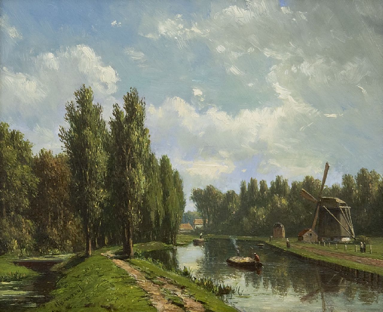 Maaten J.J. van der | Jacob Jan van der Maaten, De Vliet bij Voorburg, olieverf op paneel 16,1 x 20,0 cm, gesigneerd linksonder Maaten J.J. van der | Jacob Jan van der Maaten, De Vliet bij Voorburg, olieverf op paneel 16,1 x 20,0 cm, gesigneerd linksonder
