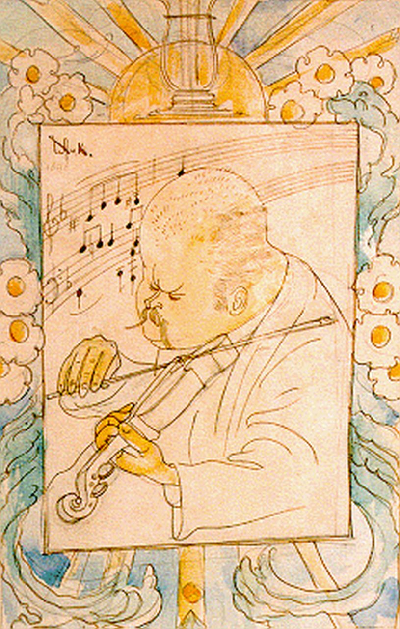 Konijnenburg W.A. van | Willem Adriaan van Konijnenburg, Violist, aquarel op papier 29,0 x 19,0 cm, gesigneerd linksboven en gedateerd 1898 Konijnenburg W.A. van | Willem Adriaan van Konijnenburg, Violist, aquarel op papier 29,0 x 19,0 cm, gesigneerd linksboven en gedateerd 1898