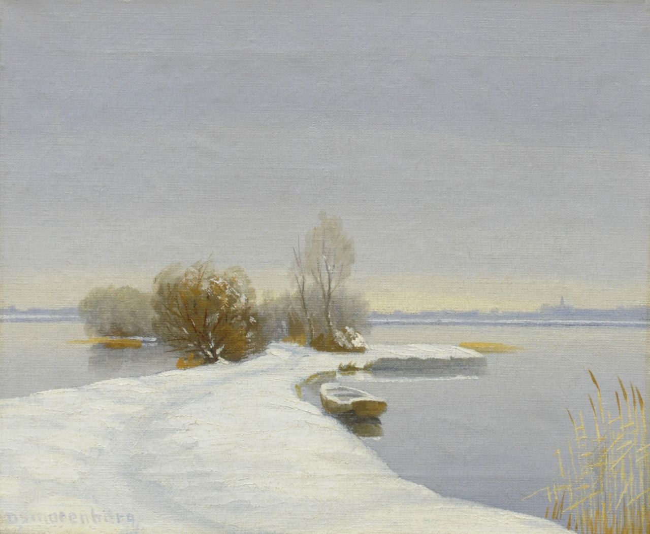 Smorenberg D.  | Dirk Smorenberg, Winters plasgezicht bij Loosdrecht, olieverf op doek 25,2 x 30,0 cm, gesigneerd linksonder