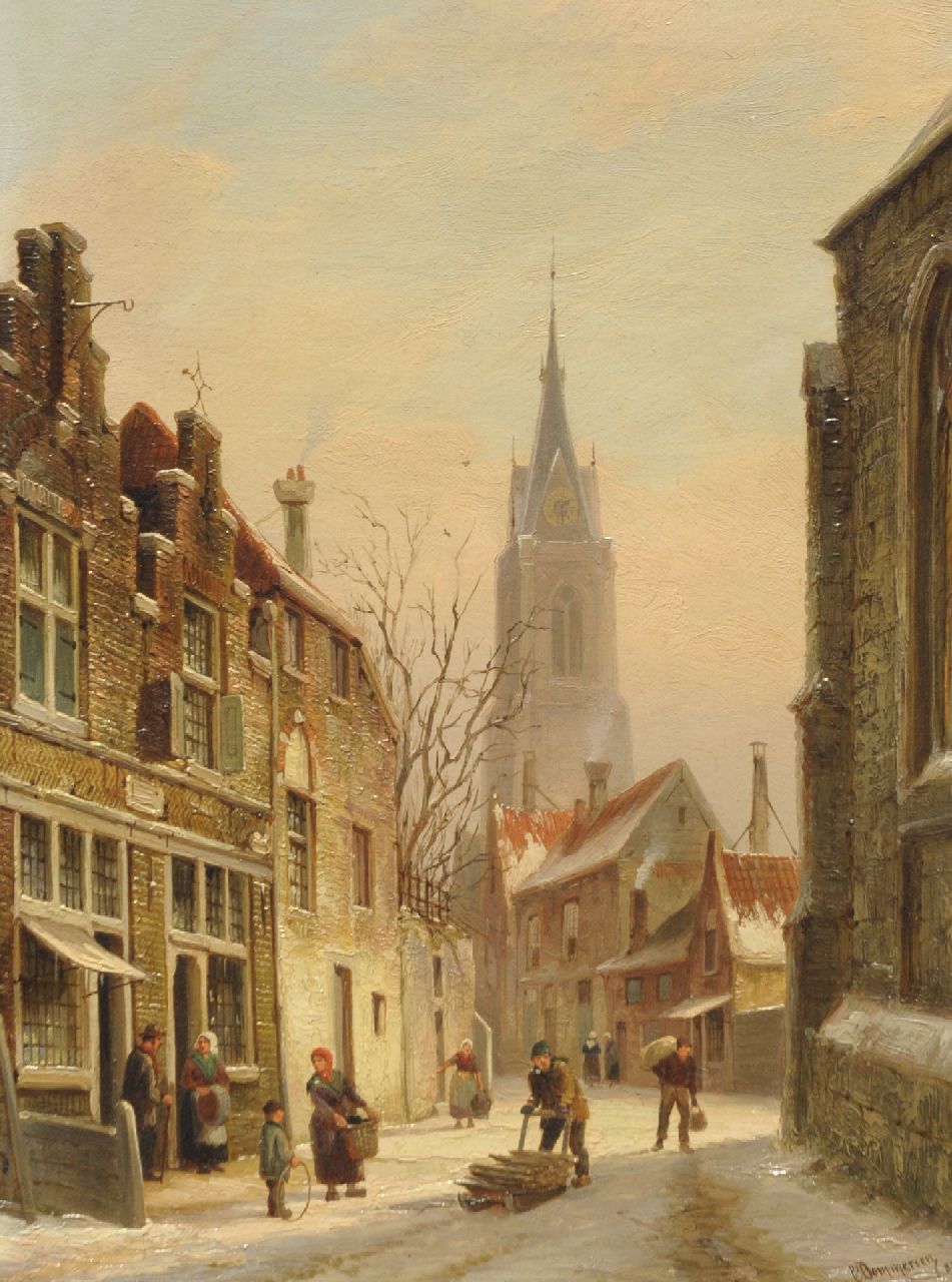 Dommelshuizen C.C. | Cornelis Christiaan Dommelshuizen, Winters stadsgezicht, olieverf op doek 38,1 x 28,1 cm, gesigneerd rechtsonder 'C. Dommersen' en gedateerd '82 Dommelshuizen C.C. | Cornelis Christiaan Dommelshuizen, Winters stadsgezicht, olieverf op doek 38,1 x 28,1 cm, gesigneerd rechtsonder 'C. Dommersen' en gedateerd '82
