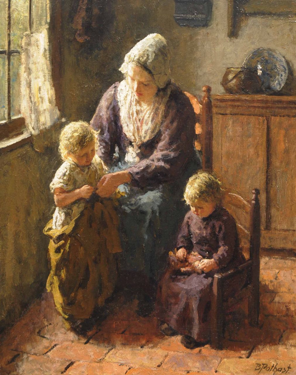 Pothast B.J.C.  | 'Bernard' Jean Corneille Pothast, Familie idylle, olieverf op doek 50,1 x 40,0 cm, gesigneerd rechtsonder