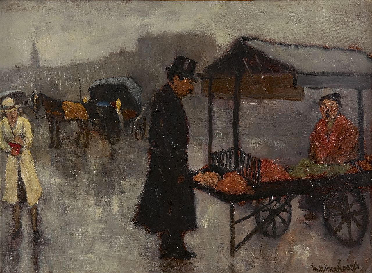 Mackenzie M.H.  | Marie Henri Mackenzie, Marktkraam met figuren, olieverf op doek 33,0 x 44,0 cm, gesigneerd rechtsonder