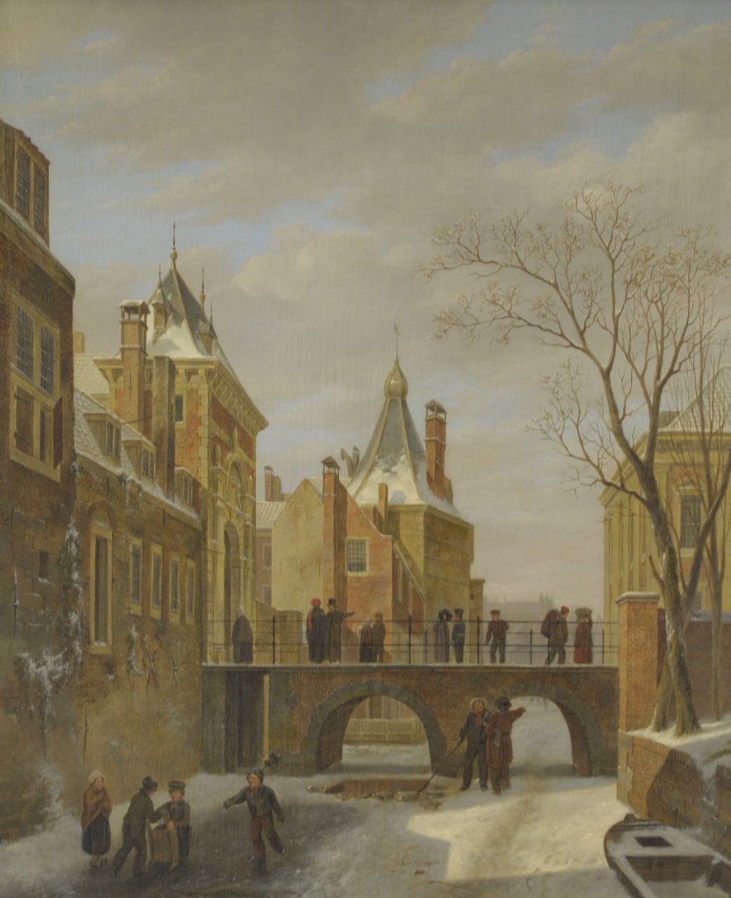 Hove B.J. van | Bartholomeus Johannes 'Bart' van Hove, Schaatsers bij de Grenadierspoort in Den Haag, olieverf op paneel 47,4 x 38,1 cm, gesigneerd rechtsonder en gedateerd 1823 Hove B.J. van | Bartholomeus Johannes 'Bart' van Hove, Schaatsers bij de Grenadierspoort in Den Haag, olieverf op paneel 47,4 x 38,1 cm, gesigneerd rechtsonder en gedateerd 1823