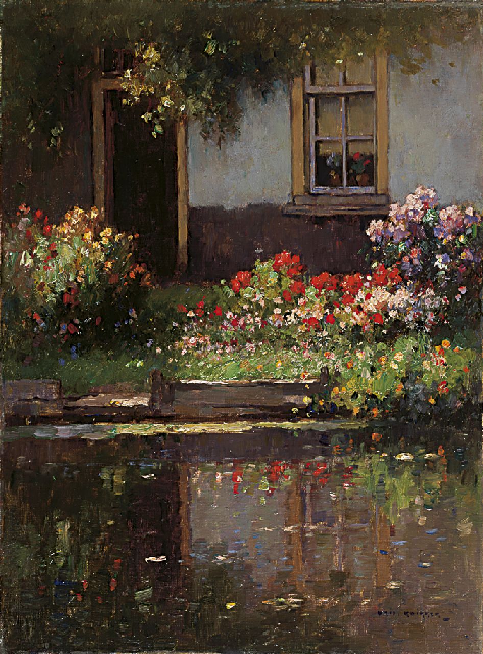 Knikker A. | Aris Knikker, Bloemenweelde langs de waterkant, olieverf op doek 40,3 x 30,0 cm, gesigneerd rechtsonder Knikker A. | Aris Knikker, Bloemenweelde langs de waterkant, olieverf op doek 40,3 x 30,0 cm, gesigneerd rechtsonder