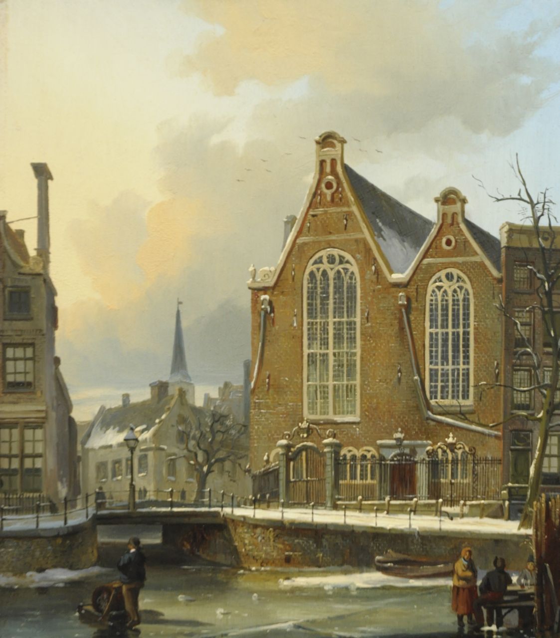 Behr C.J. | Carel Jacobus Behr, Het Singel met de Oude Lutherse Kerk, Amsterdam, olieverf op paneel 26,3 x 23,2 cm, gesigneerd gesigneerd linksonder met initialen op de slee Behr C.J. | Carel Jacobus Behr, Het Singel met de Oude Lutherse Kerk, Amsterdam, olieverf op paneel 26,3 x 23,2 cm, gesigneerd gesigneerd linksonder met initialen op de slee