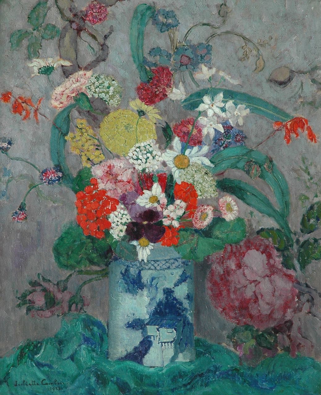 Cambier J.Z.  | 'Juliette' Ziane Cambier, Bloemstilleven, olieverf op doek 61,5 x 50,5 cm, gesigneerd linksonder en gedateerd 1933