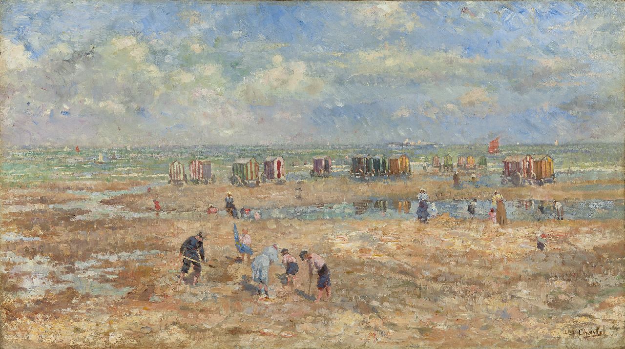 Charlet E.  | Emile Charlet, Strandplezier, olieverf op doek 41,4 x 73,4 cm, gesigneerd rechtsonder