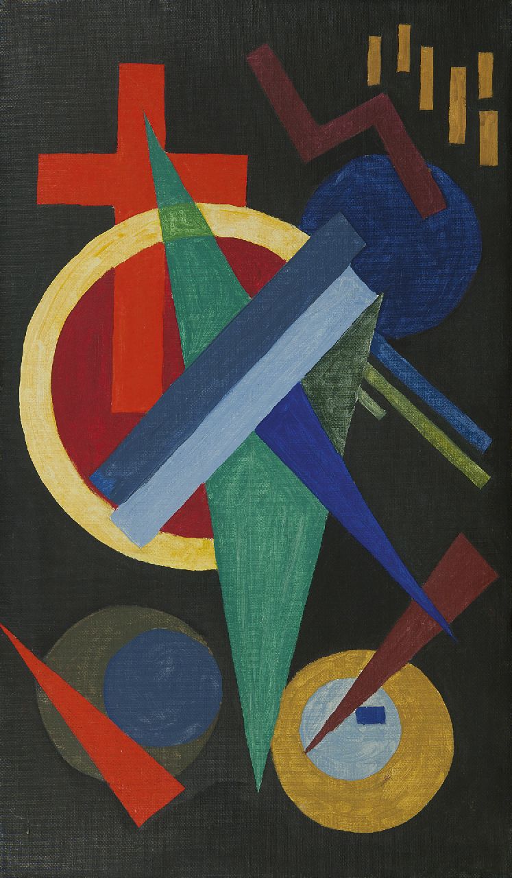 Alkema W.H. | 'Wobbe' Hendrik Alkema, Improvisatie, wasverf op doek 80,3 x 47,0 cm, gesigneerd verso en verso gedateerd 1929 Alkema W.H. | 'Wobbe' Hendrik Alkema, Improvisatie, wasverf op doek 80,3 x 47,0 cm, gesigneerd verso en verso gedateerd 1929