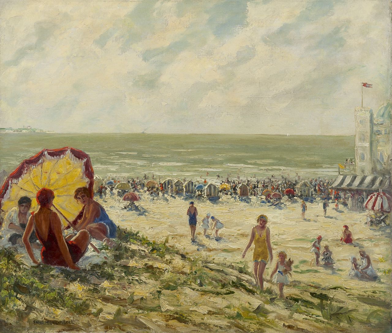 Hienl-Merre F. | Franz Hienl-Merre, Zomerdag aan de Oostzee, olieverf op doek 60,5 x 70,3 cm, gesigneerd linksonder Hienl-Merre F. | Franz Hienl-Merre, Zomerdag aan de Oostzee, olieverf op doek 60,5 x 70,3 cm, gesigneerd linksonder