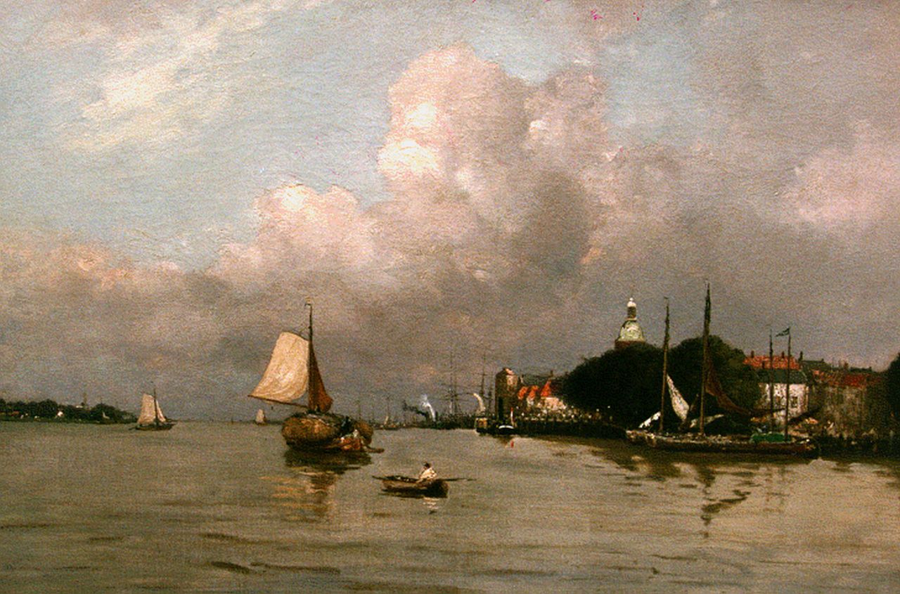 Apol L.F.H. | Lodewijk Franciscus Hendrik 'Louis' Apol, Gezicht op Dordrecht vanaf de Merwede, olieverf op doek 55,3 x 80,4 cm, gesigneerd rechtsonder Apol L.F.H. | Lodewijk Franciscus Hendrik 'Louis' Apol, Gezicht op Dordrecht vanaf de Merwede, olieverf op doek 55,3 x 80,4 cm, gesigneerd rechtsonder