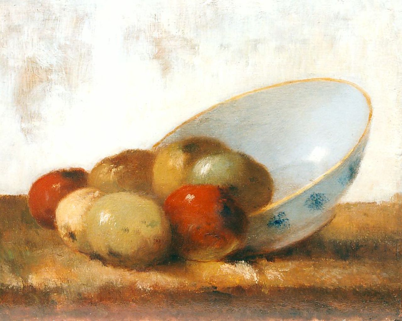 Surie J. | Jacoba 'Coba' Surie, Schaal met appels, olieverf op paneel 16,8 x 20,8 cm Surie J. | Jacoba 'Coba' Surie, Schaal met appels, olieverf op paneel 16,8 x 20,8 cm