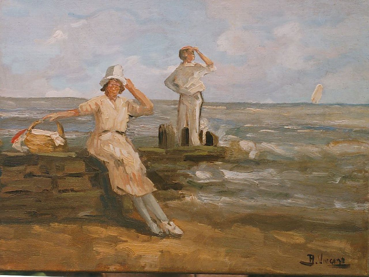 Viegers B.P. | Bernardus Petrus 'Ben' Viegers, Uitkijkend over de zee, olieverf op doek 30,0 x 40,0 cm, gesigneerd rechtsonder Viegers B.P. | Bernardus Petrus 'Ben' Viegers, Uitkijkend over de zee, olieverf op doek 30,0 x 40,0 cm, gesigneerd rechtsonder