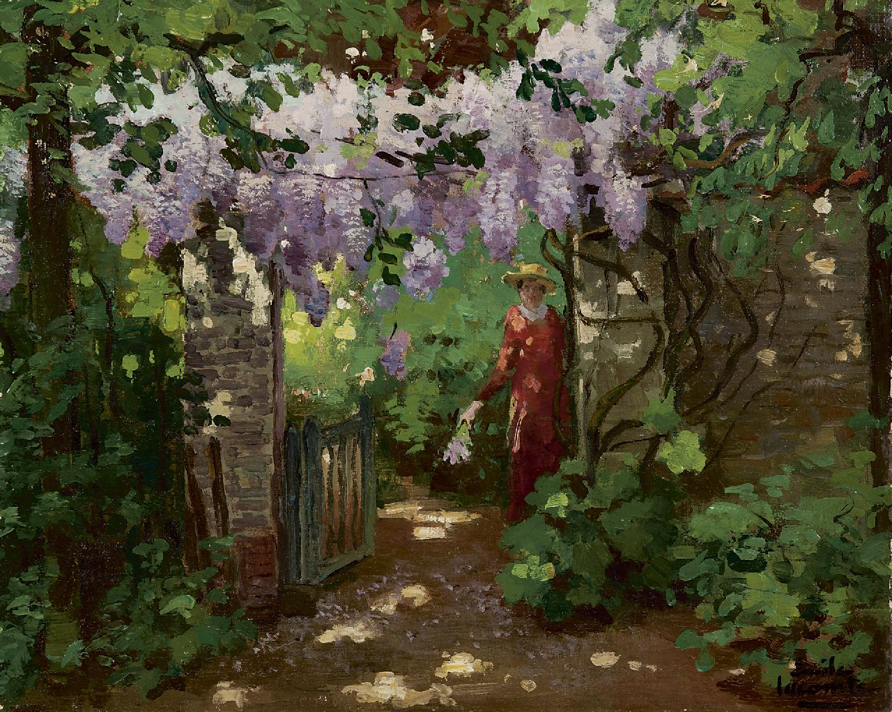 Lecomte E. | Emile Lecomte, In de tuin, olieverf op doek 39,9 x 49,9 cm, gesigneerd rechtsonder Lecomte E. | Emile Lecomte, In de tuin, olieverf op doek 39,9 x 49,9 cm, gesigneerd rechtsonder