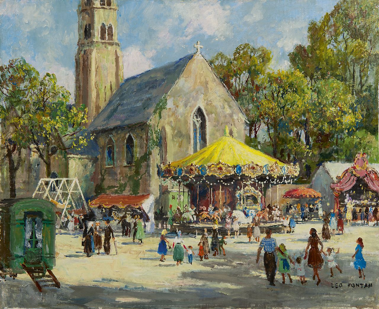 Fontan L.  | Léo Fontan, Kermis in Touraine, olieverf op doek 50,0 x 61,0 cm, gesigneerd rechtsonder