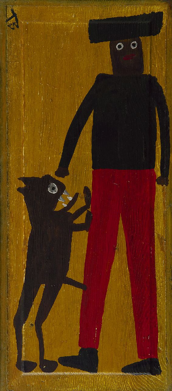 Brown T. | Timothy 'Tim' Brown, Horny dog, olieverf op paneel 60,5 x 26,5 cm, gesigneerd linksboven en verso met brandmerk en te dateren 1960-1970 Brown T. | Timothy 'Tim' Brown, Horny dog, olieverf op paneel 60,5 x 26,5 cm, gesigneerd linksboven en verso met brandmerk en te dateren 1960-1970