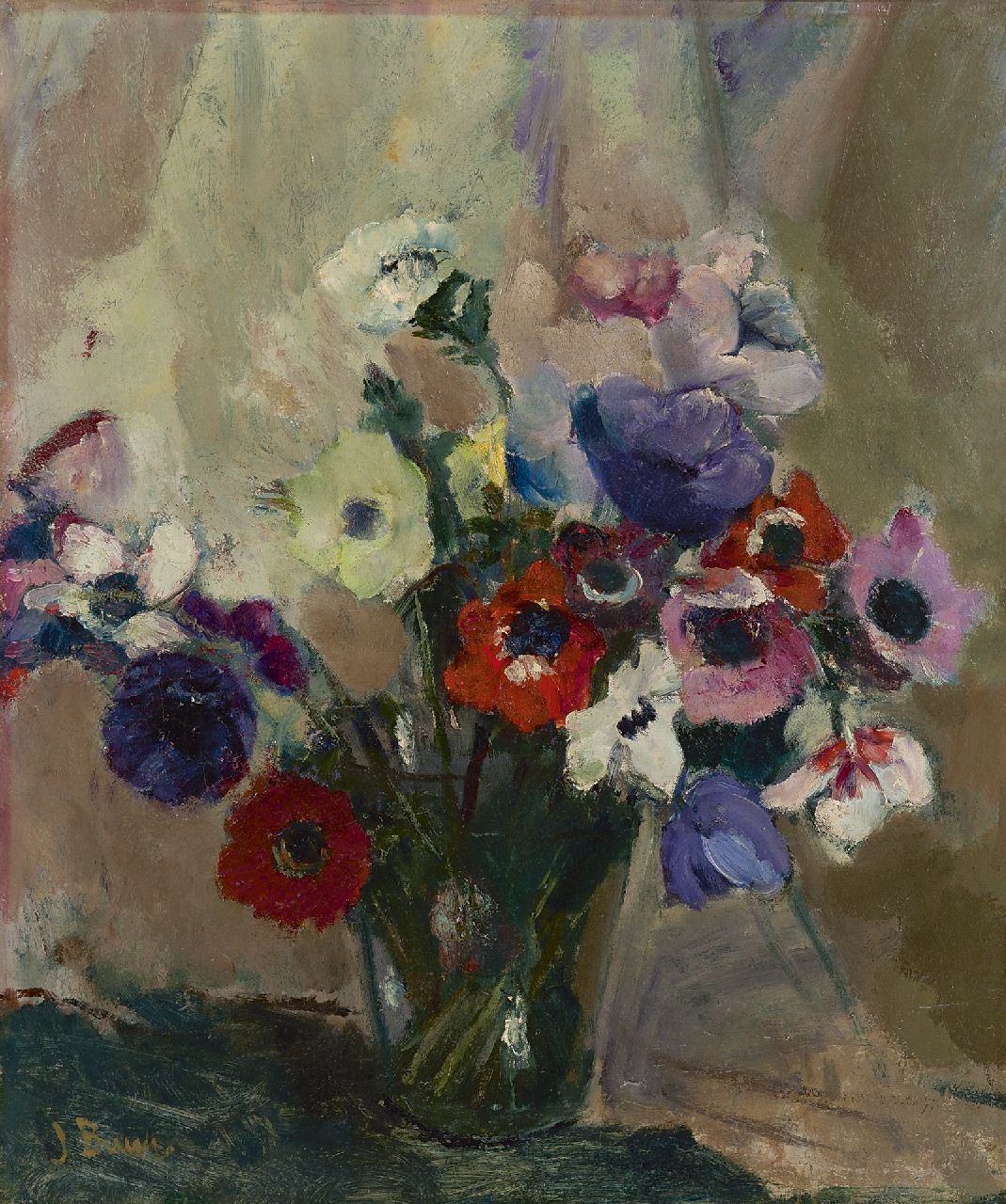 Bauer-Stumpff J. | Johanna 'Jo' Bauer-Stumpff, Anemonen, olieverf op doek 56,9 x 48,0 cm, gesigneerd linksonder Bauer-Stumpff J. | Johanna 'Jo' Bauer-Stumpff, Anemonen, olieverf op doek 56,9 x 48,0 cm, gesigneerd linksonder