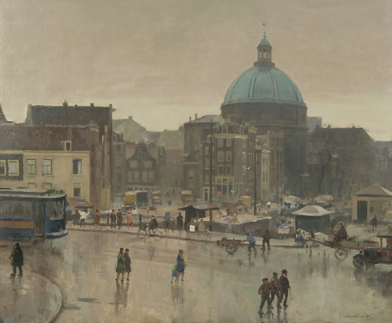Vreedenburgh C. | Cornelis Vreedenburgh | Schilderijen te koop aangeboden | De Prins Hendrikkade, Amsterdam, met de Stromarkt en de Ronde Lutherse Kerk, olieverf op doek 59,3 x 72,8 cm, gesigneerd rechtsonder en gedateerd 1931 Vreedenburgh C. | Cornelis Vreedenburgh | Schilderijen te koop aangeboden | De Prins Hendrikkade, Amsterdam, met de Stromarkt en de Ronde Lutherse Kerk, olieverf op doek 59,3 x 72,8 cm, gesigneerd rechtsonder en gedateerd 1931