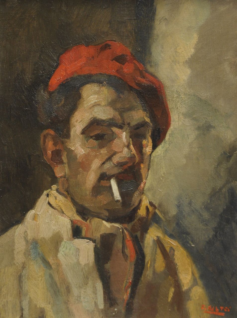 Noltee B.C.  | Bernardus Cornelis 'Cor' Noltee, Zelfportret van de kunstenaar met rode baret, olieverf op doek 40,7 x 30,5 cm, gesigneerd rechtsonder
