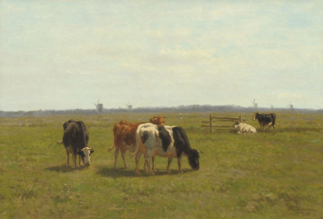 Bogman H.C.C.  | Hermanus Charles Christiaan 'Herman' Bogman, Koeien in een polderlandschap, olieverf op doek 70,5 x 100,8 cm, gesigneerd rechtsonder