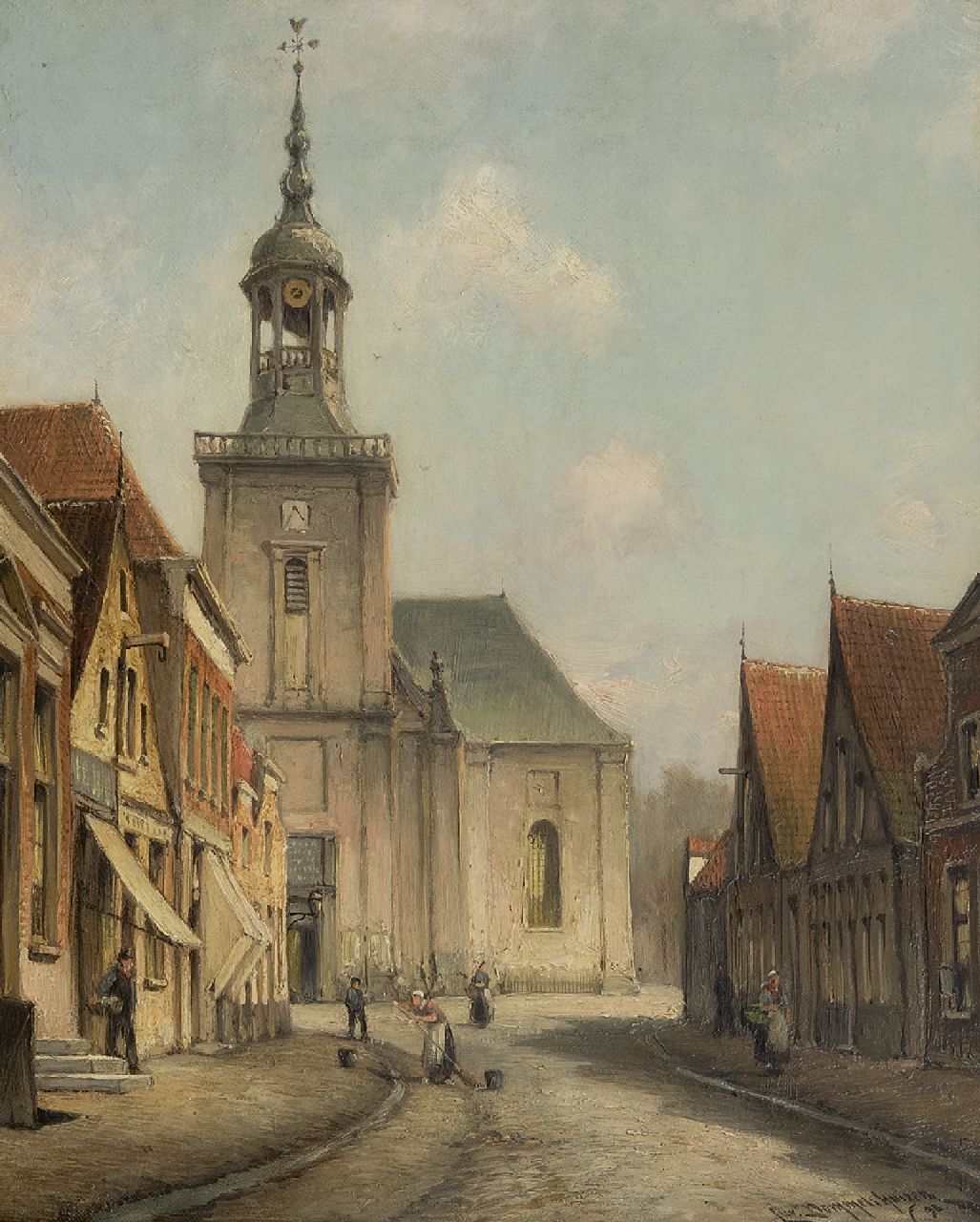 Dommelshuizen C.C. | Cornelis Christiaan Dommelshuizen, Gezicht op de Kerkstraat, Almelo, olieverf op doek 38,6 x 31,5 cm, gesigneerd rechtsonder en gedateerd '98 Dommelshuizen C.C. | Cornelis Christiaan Dommelshuizen, Gezicht op de Kerkstraat, Almelo, olieverf op doek 38,6 x 31,5 cm, gesigneerd rechtsonder en gedateerd '98