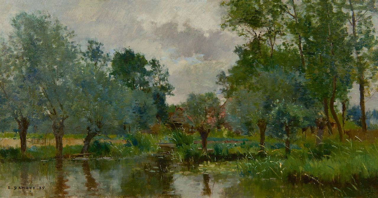 Damoye P.E. | Pierre-Emmanuel Damoye, Boerenerf, Frankrijk, olieverf op paneel 33,0 x 61,0 cm, gesigneerd linksonder en gedateerd '85 Damoye P.E. | Pierre-Emmanuel Damoye, Boerenerf, Frankrijk, olieverf op paneel 33,0 x 61,0 cm, gesigneerd linksonder en gedateerd '85