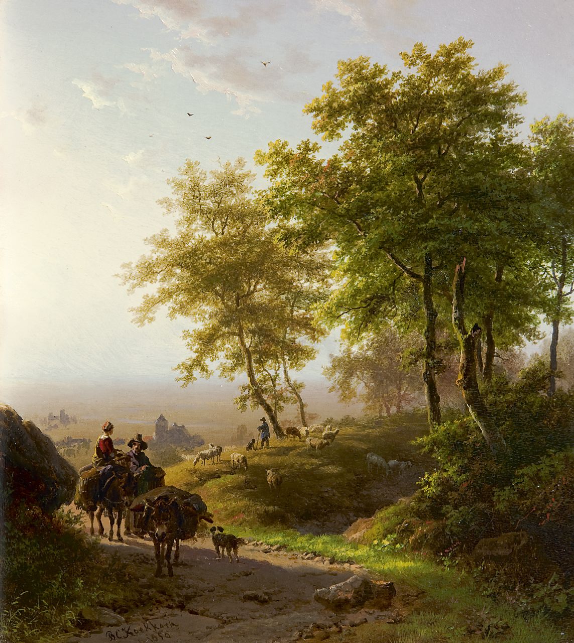 Koekkoek B.C. | Barend Cornelis Koekkoek, Boomrijk landschap bij morgenstond, olieverf op paneel 24,1 x 21,4 cm, gesigneerd linksonder en gedateerd 1850 Koekkoek B.C. | Barend Cornelis Koekkoek, Boomrijk landschap bij morgenstond, olieverf op paneel 24,1 x 21,4 cm, gesigneerd linksonder en gedateerd 1850