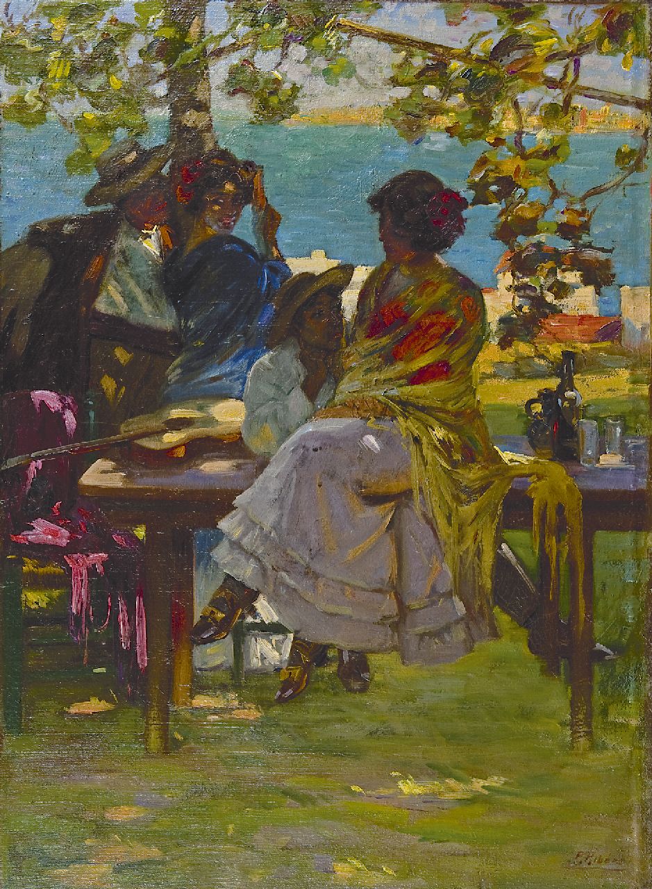 Ribera P. | Pedro 'Pierre' Ribera, Onder de pergola, olieverf op doek 81,2 x 60,2 cm, gesigneerd rechtsonder Ribera P. | Pedro 'Pierre' Ribera, Onder de pergola, olieverf op doek 81,2 x 60,2 cm, gesigneerd rechtsonder