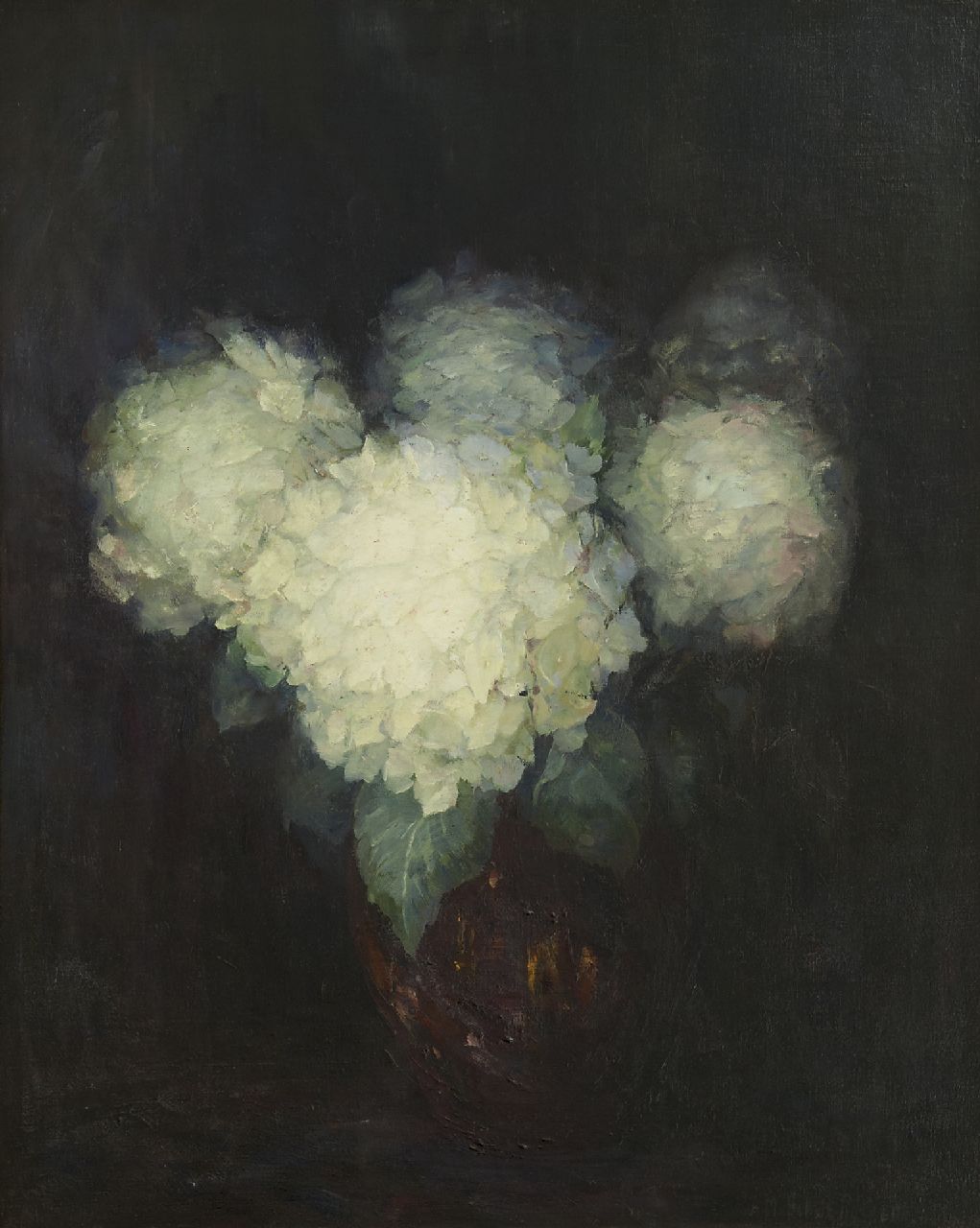 Russell van Schaik A.M. | Adeline Maud Russell van Schaik, Vaas met hortensia's, olieverf op doek 99,6 x 80,2 cm, gesigneerd rechtsonder Russell van Schaik A.M. | Adeline Maud Russell van Schaik, Vaas met hortensia's, olieverf op doek 99,6 x 80,2 cm, gesigneerd rechtsonder