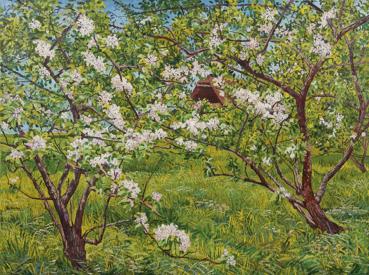 Bieling H.F.  | Hermann Friederich 'Herman' Bieling, Boomgaard, olieverf op doek 60,2 x 80,2 cm, gesigneerd linksonder