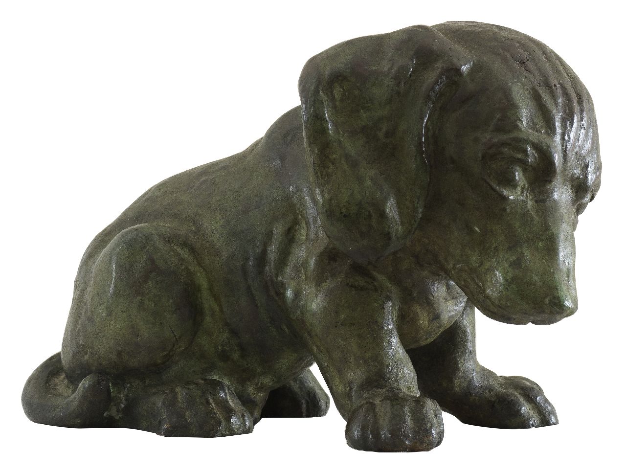 Huggler A. | Arnold Huggler, Teckelpup, brons 11,4 x 10,9 cm, gesigneerd met stempel op onderzijde Huggler A. | Arnold Huggler, Teckelpup, brons 11,4 x 10,9 cm, gesigneerd met stempel op onderzijde