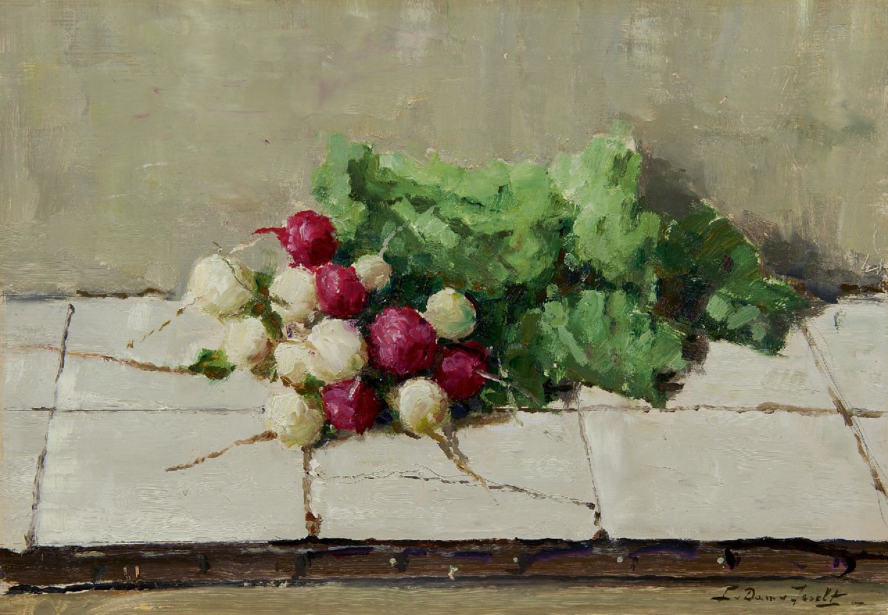 Dam van Isselt L. van | Lucie van Dam van Isselt, Radijs, olieverf op paneel 31,7 x 46,1 cm, gesigneerd rechtsonder