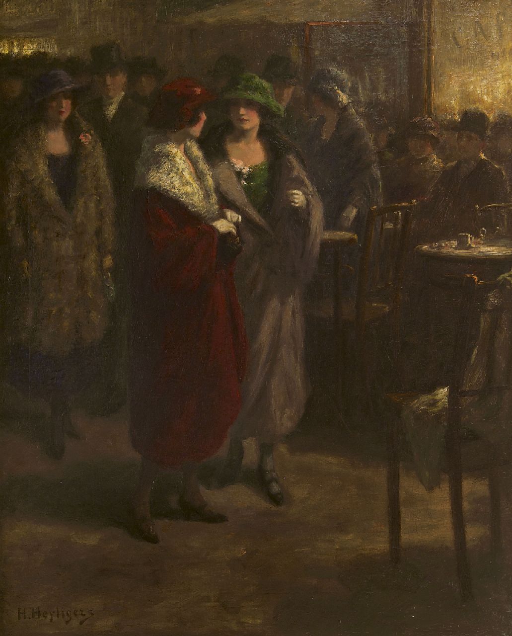 Heijligers H. | Hendrik 'Henri' Heijligers, Café, olieverf op doek 81,1 x 65,2 cm, gesigneerd linksonder Heijligers H. | Hendrik 'Henri' Heijligers, Café, olieverf op doek 81,1 x 65,2 cm, gesigneerd linksonder