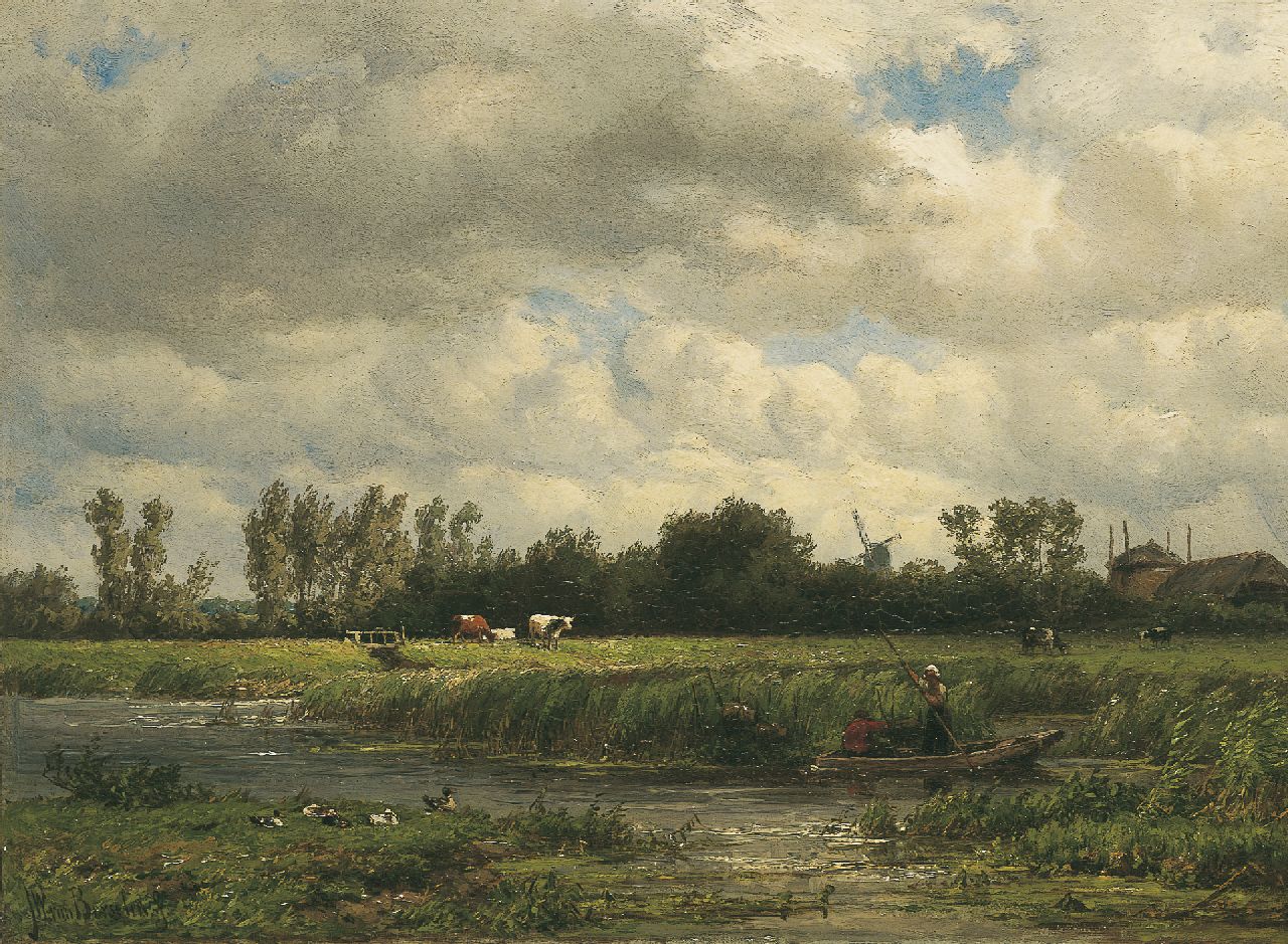 Borselen J.W. van | Jan Willem van Borselen, Hollands polderlandschap, olieverf op paneel 26,7 x 40,1 cm, gesigneerd linksonder Borselen J.W. van | Jan Willem van Borselen, Hollands polderlandschap, olieverf op paneel 26,7 x 40,1 cm, gesigneerd linksonder