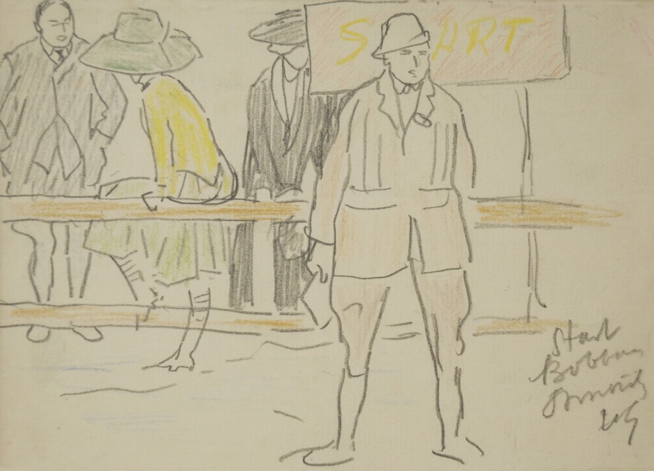 Sluiter J.W. | Jan Willem 'Willy' Sluiter, Start Bobbaan St. Moritz, potlood en kleurpotlood op papier 12,4 x 17,5 cm, gesigneerd rechtsonder met initialen Sluiter J.W. | Jan Willem 'Willy' Sluiter, Start Bobbaan St. Moritz, potlood en kleurpotlood op papier 12,4 x 17,5 cm, gesigneerd rechtsonder met initialen