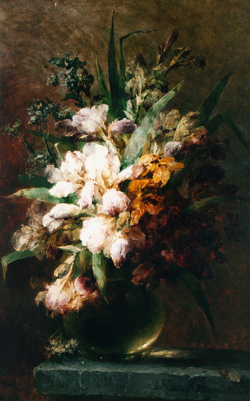 Roosenboom M.C.J.W.H.  | 'Margaretha' Cornelia Johanna Wilhelmina Henriëtta Roosenboom, Een boeket in het zonlicht  , olieverf op doek 91,9 x 59,0 cm, gesigneerd rechtsonder en gedateerd '92