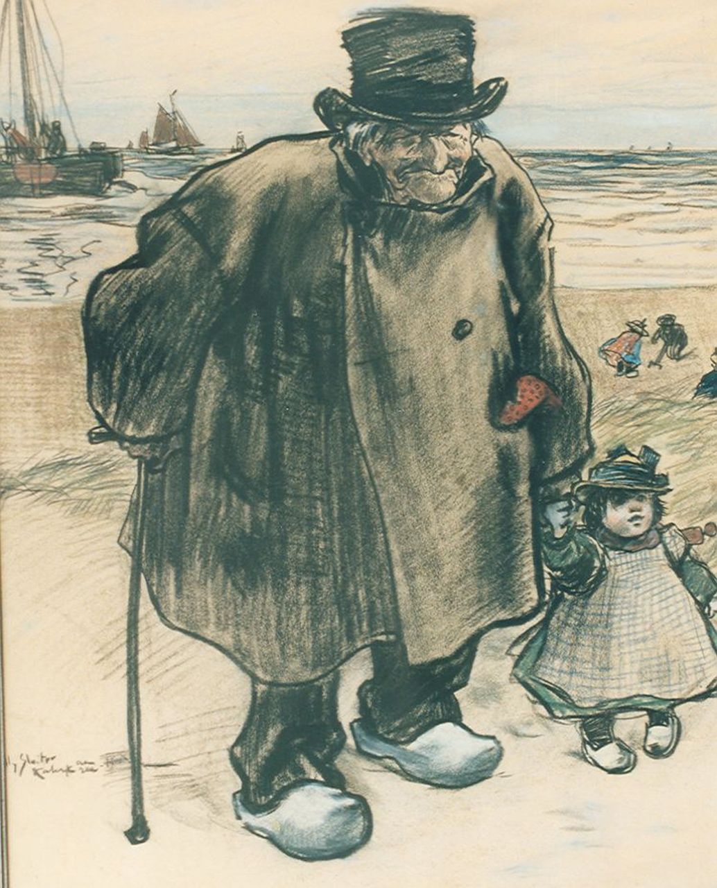 Sluiter J.W. | Jan Willem 'Willy' Sluiter, Oome Piet, houtskool op papier 24,0 x 17,0 cm, gedateerd 1918 Sluiter J.W. | Jan Willem 'Willy' Sluiter, Oome Piet, houtskool op papier 24,0 x 17,0 cm, gedateerd 1918
