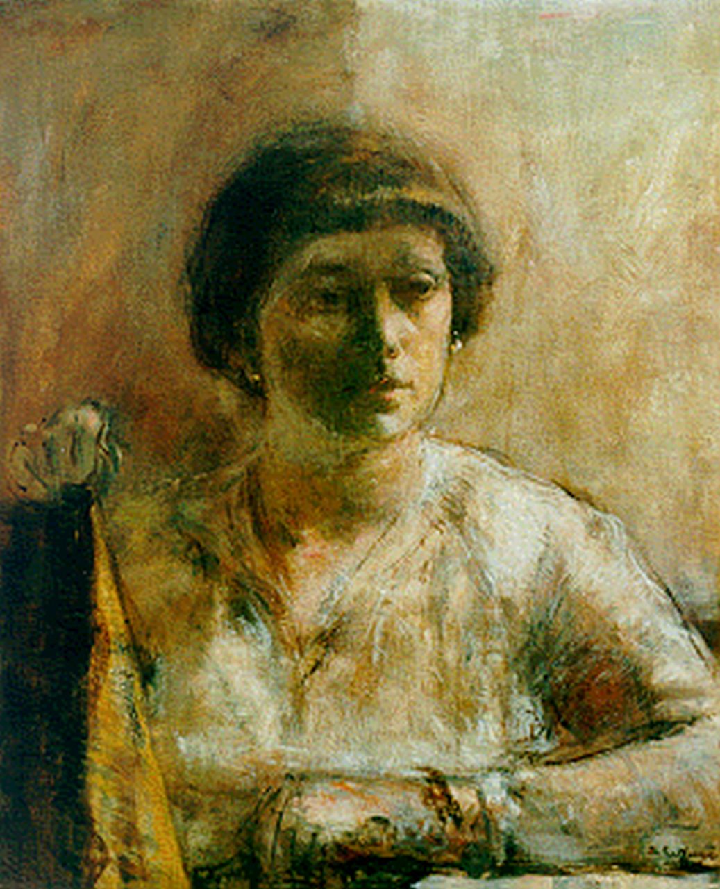 Weeme Th. ter | Theodorus 'Theo' ter Weeme, Vrouwenportret, olieverf op paneel 56,0 x 46,0 cm, gesigneerd rechtsonder en gedateerd 1916 Weeme Th. ter | Theodorus 'Theo' ter Weeme, Vrouwenportret, olieverf op paneel 56,0 x 46,0 cm, gesigneerd rechtsonder en gedateerd 1916