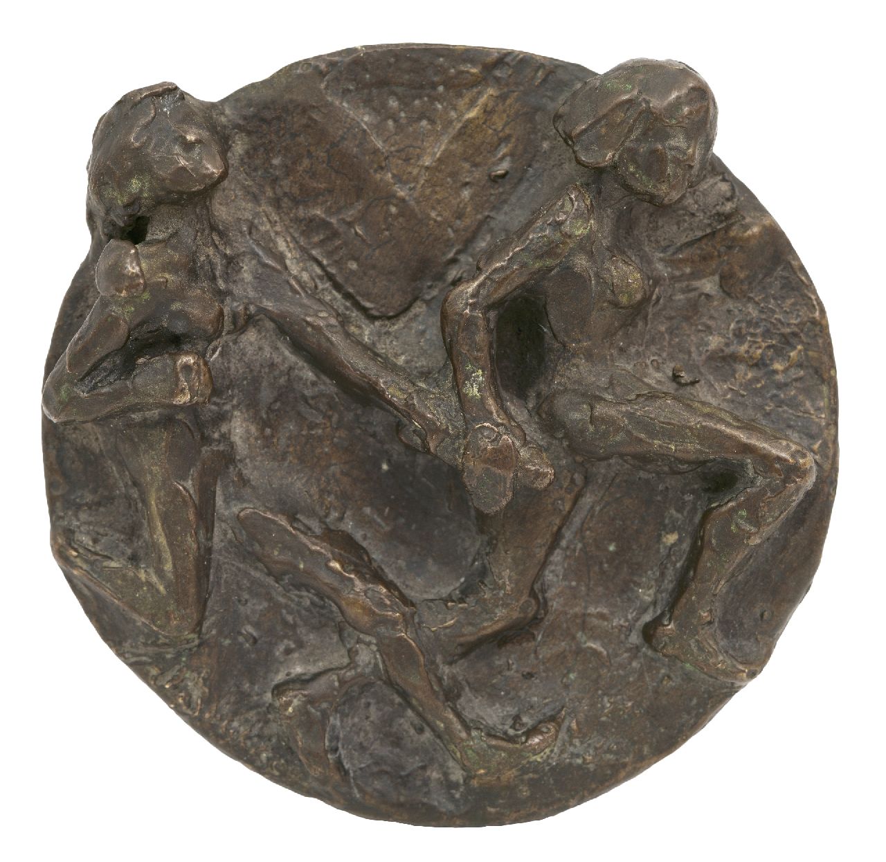 Bakker W.F.  | Willem Frederik 'Jits' Bakker | Beelden en objecten te koop aangeboden | Relay runners, brons 11,1 x 11,4 cm, gesigneerd linksonder