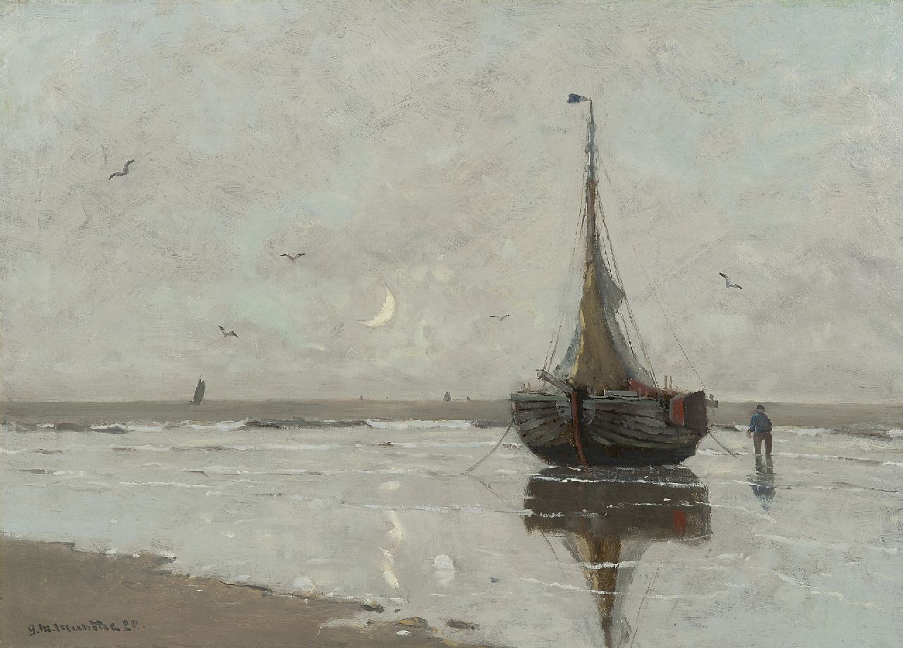 Munthe G.A.L. | Gerhard Arij Ludwig 'Morgenstjerne' Munthe, Avondstemming bij Katwijk, olieverf op doek 50,9 x 70,7 cm, gesigneerd linksonder en gedateerd '20 Munthe G.A.L. | Gerhard Arij Ludwig 'Morgenstjerne' Munthe, Avondstemming bij Katwijk, olieverf op doek 50,9 x 70,7 cm, gesigneerd linksonder en gedateerd '20