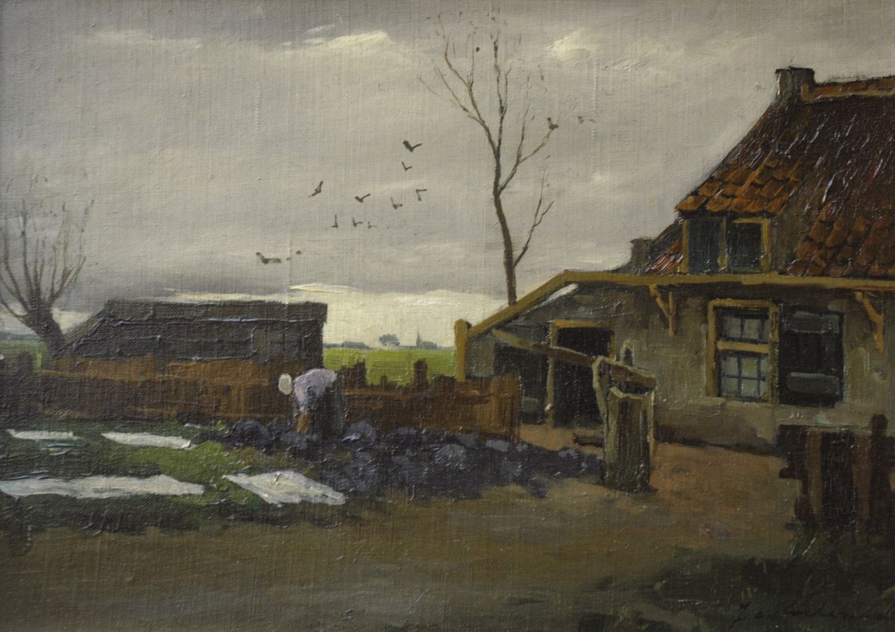 Roelandse J.C. | Johannes Cornelis 'Jan' Roelandse, Boerderij met bleekveld, olieverf op doek op board 26,7 x 37,1 cm, gesigneerd rechtsonder Roelandse J.C. | Johannes Cornelis 'Jan' Roelandse, Boerderij met bleekveld, olieverf op doek op board 26,7 x 37,1 cm, gesigneerd rechtsonder