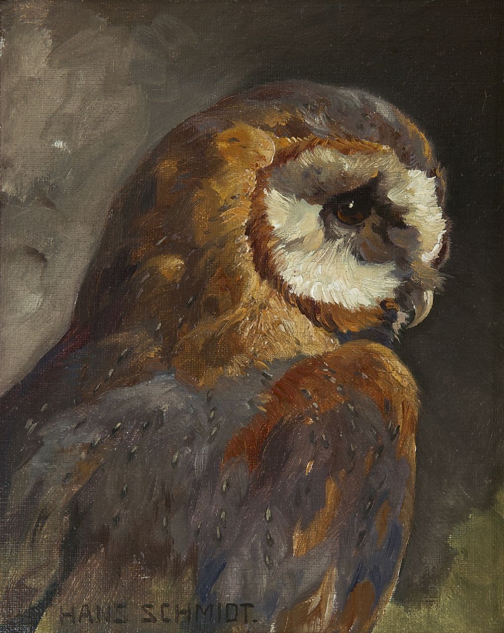 Schmidt H. | Hans Schmidt, Kerkuil, olieverf op doek op board 22,5 x 17,6 cm, gesigneerd linksonder Schmidt H. | Hans Schmidt, Kerkuil, olieverf op doek op board 22,5 x 17,6 cm, gesigneerd linksonder