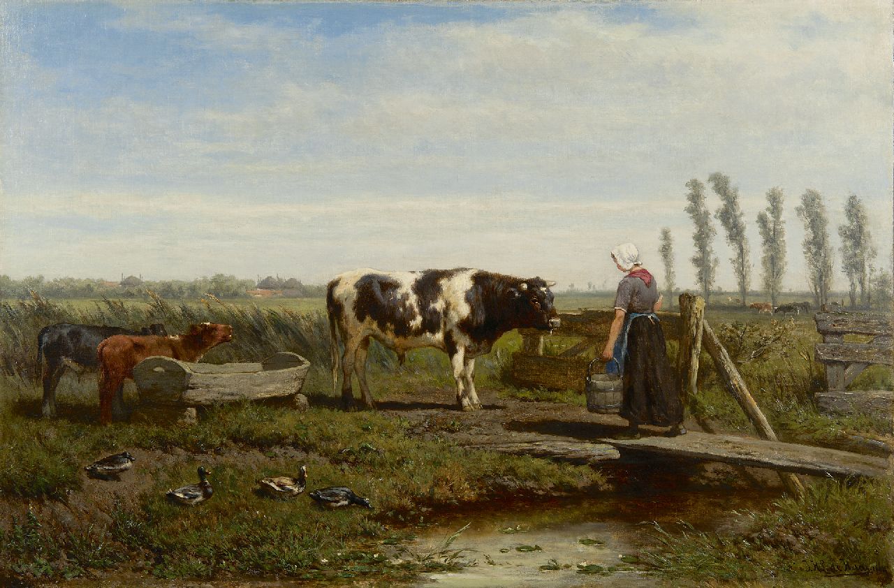 Haas J.H.L. de | Johannes Hubertus Leonardus de Haas, Voedertijd, olieverf op doek 49,0 x 73,2 cm, gesigneerd rechtsonder en gedateerd 1864 Haas J.H.L. de | Johannes Hubertus Leonardus de Haas, Voedertijd, olieverf op doek 49,0 x 73,2 cm, gesigneerd rechtsonder en gedateerd 1864