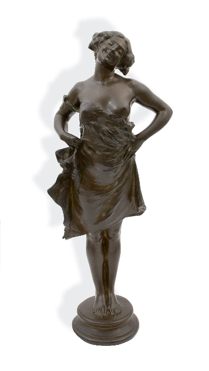 Lorieux J.A.P.  | Julien Auguste Philibert Lorieux | Beelden en objecten te koop aangeboden | Meisjesfiguur, brons 86,5 x 27,0 cm, gesigneerd op basis
