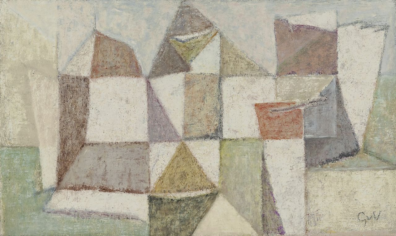 Velde G. van | Gerardus 'Geer' van Velde, Compositie, olieverf op doek 33,0 x 54,9 cm, gesigneerd rechtsonder met initialen en verso voluit en te dateren ca. 1965