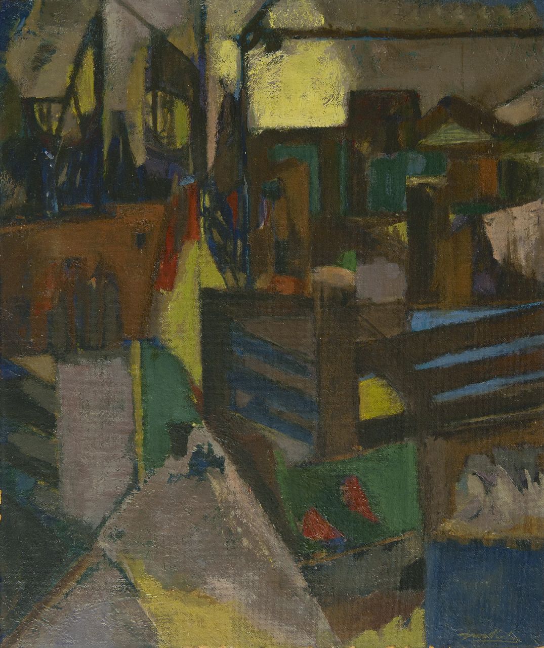 Koelen G.H.  | Gerhardus Hendrikus 'Gerard' Koelen | Schilderijen te koop aangeboden | Uitzicht over daken, olieverf op board 70,3 x 59,2 cm, gesigneerd rechtsonder