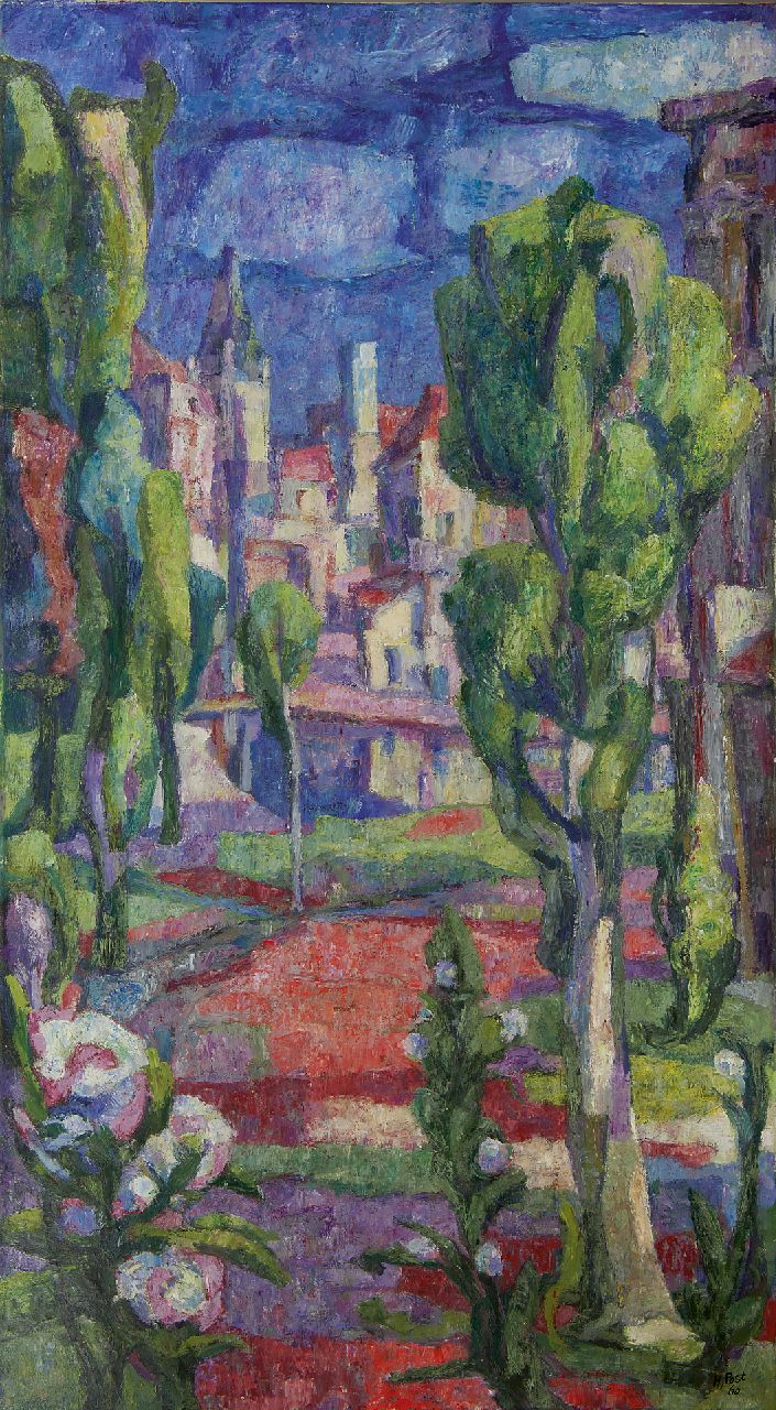 Post H.K. | Harmen Klaas Post, Mediterraan landschap, olieverf op doek 125,4 x 70,5 cm, gesigneerd rechtsonder en gedateerd '60 Post H.K. | Harmen Klaas Post, Mediterraan landschap, olieverf op doek 125,4 x 70,5 cm, gesigneerd rechtsonder en gedateerd '60