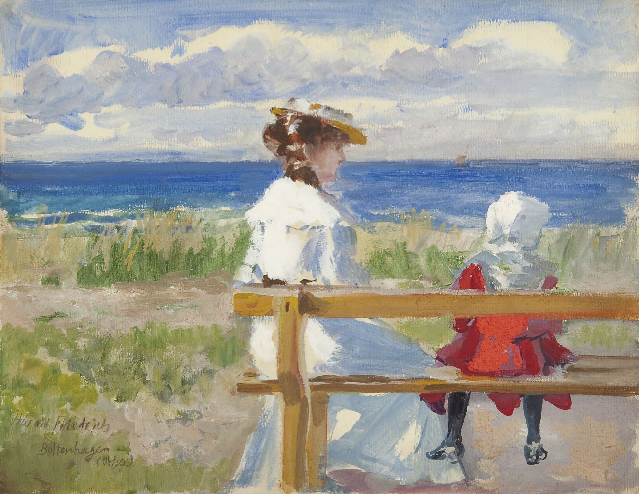 Friedrich H.O.J. | 'Harald' Otto Julius Friedrich, Op de boulevard van Boltenhagen aan de Oostzee, gouache op papier 30,5 x 38,8 cm, gesigneerd linksonder Friedrich H.O.J. | 'Harald' Otto Julius Friedrich, Op de boulevard van Boltenhagen aan de Oostzee, gouache op papier 30,5 x 38,8 cm, gesigneerd linksonder