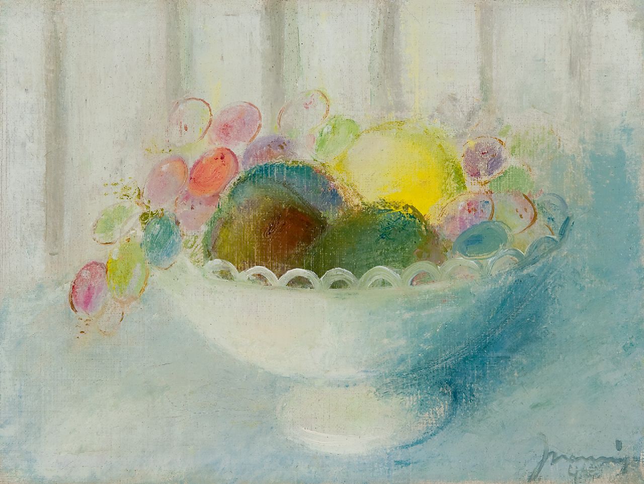 Nanninga J. | Jacob 'Jaap' Nanninga | Schilderijen te koop aangeboden | Fruitschaal, olieverf op doek 22,7 x 30,0 cm, gesigneerd rechtsonder en gedateerd '46 Nanninga J. | Jacob 'Jaap' Nanninga | Schilderijen te koop aangeboden | Fruitschaal, olieverf op doek 22,7 x 30,0 cm, gesigneerd rechtsonder en gedateerd '46